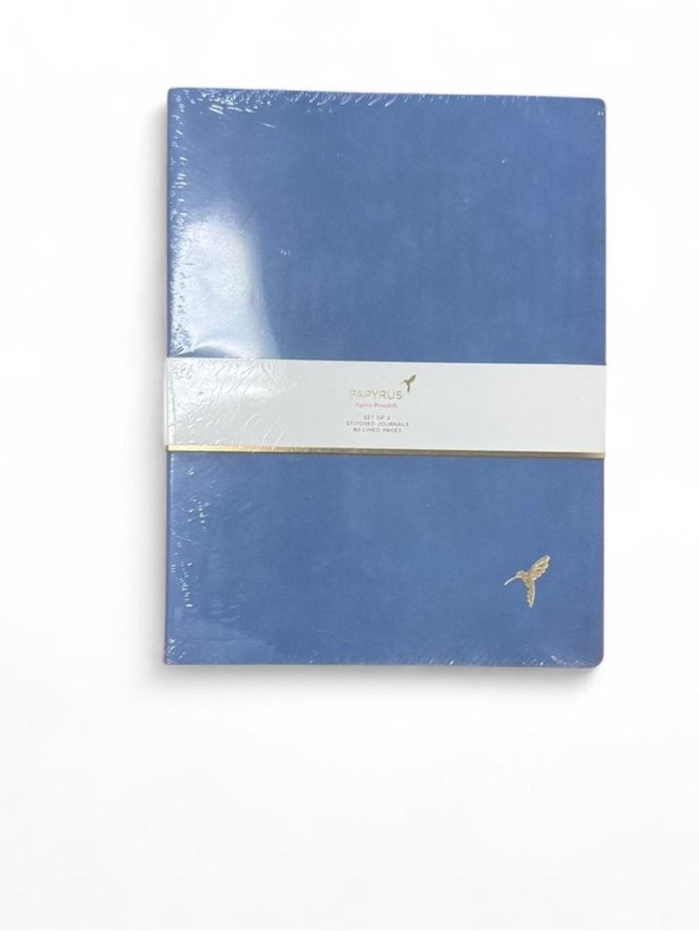 Papyrus Blue Stitched Journal Set - Gold Hummingbird Detail